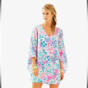 Lilly Pulitzer Miri Silk Caftan Dress Tiki Pink Size 2